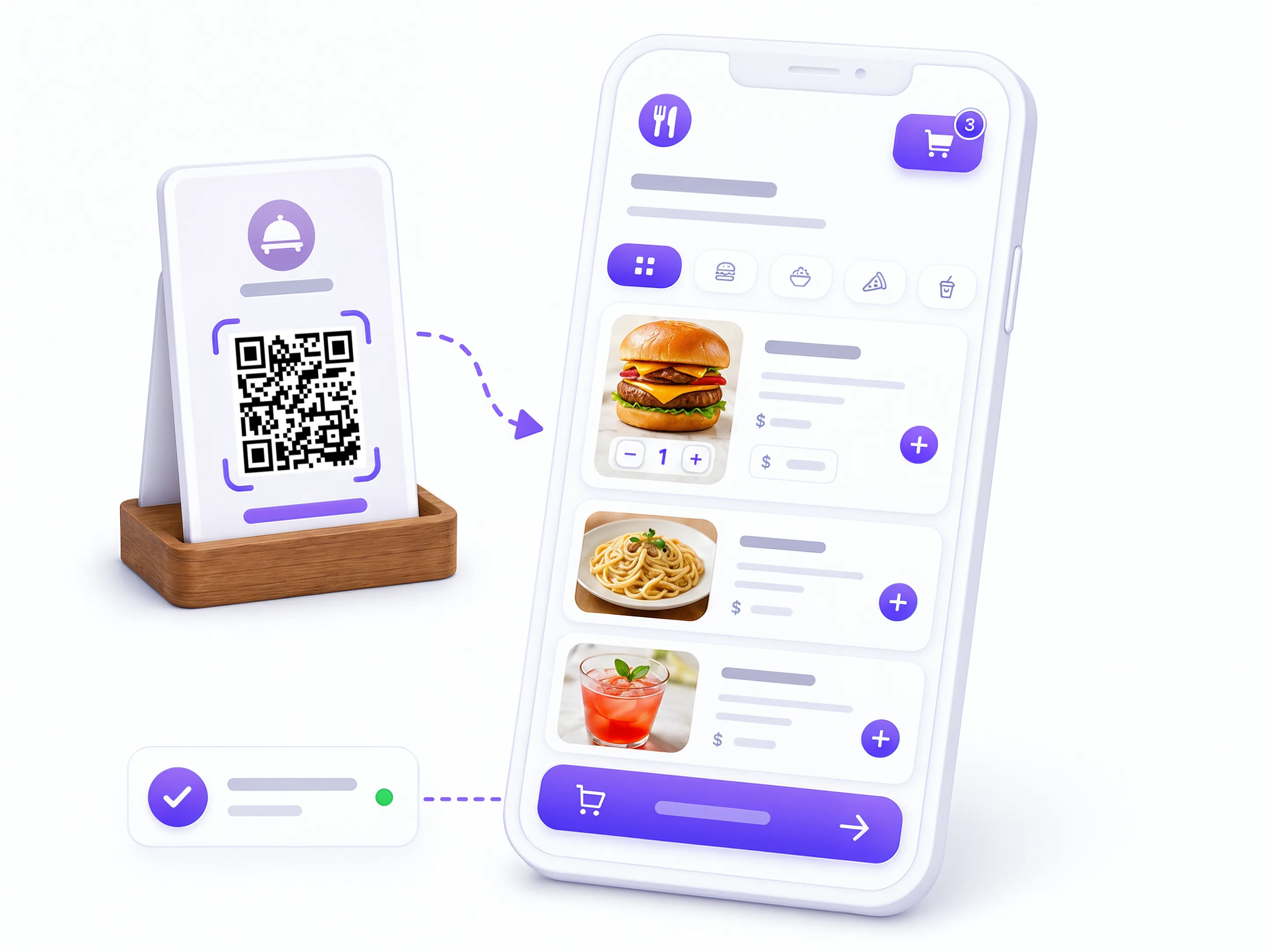 Πελάτης που σαρώνει το QR ενός τραπεζιού και παραγγέλνει στο κατάστημα από το κινητό του